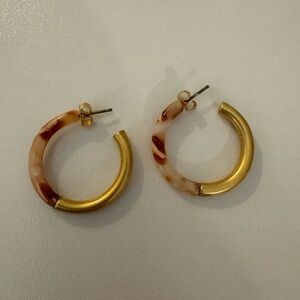 Gold and Pink and Red Hoop Madewell Earrings